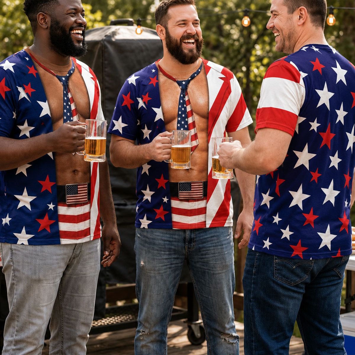 Custom Christmas Anniversary Keepsake Gifts For Husband • Patriotic Men - Personalized All-over-print T-shirt