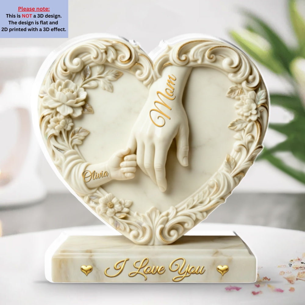 Custom Mother's Day Decor, Gift for Mom & Grandma • Hold Hand - Personalized Acrylic Plaque