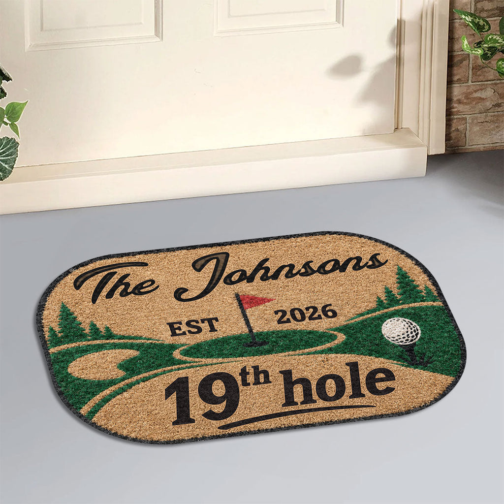 19Th Hole Welcome - Personalized Doormat