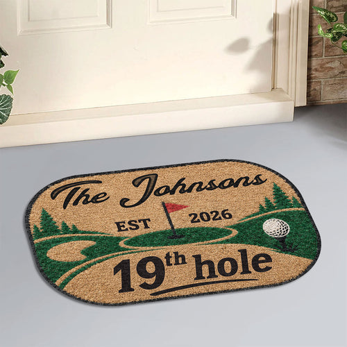 19Th Hole Welcome - Personalized Doormat