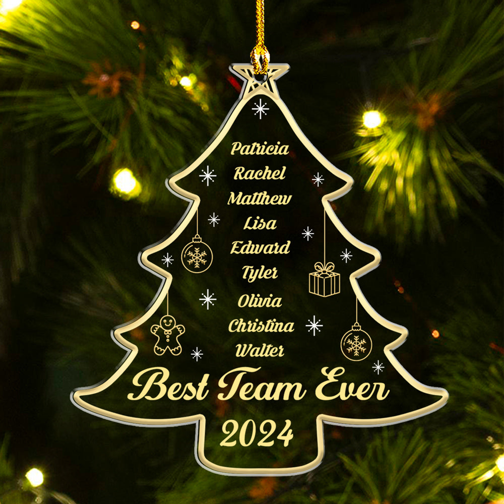Custom Coworker Christmas Ornament, Team Appreciation Gift •  Best Team Ever Tree - Personalized Acrylic Ornament