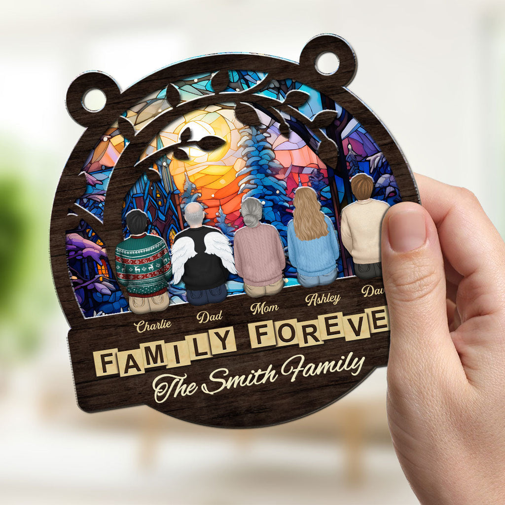Custom Family Hanging Decor, Christmas Gift for Family Members • There Is No Place Like Home - Personalized Suncatcher
