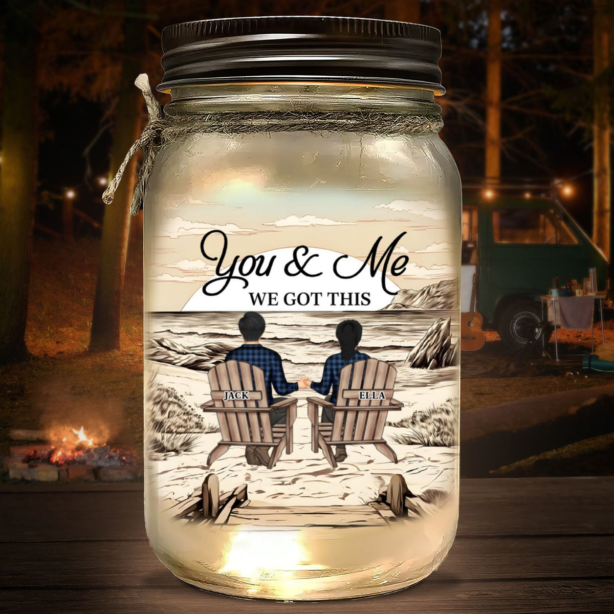 You & Me We Got This - Personalized Mason Jar Light