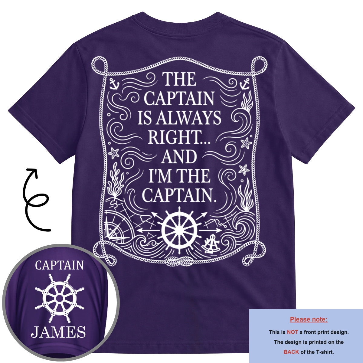 Custom Christmas Anniversary Keepsake Gifts For Husband • Captain Life Nautical - Personalized Shirt With Design On Sleeve