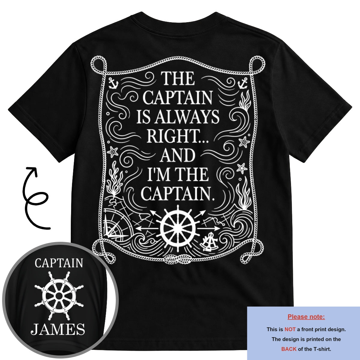 Custom Christmas Anniversary Keepsake Gifts For Husband • Captain Life Nautical - Personalized Shirt With Design On Sleeve