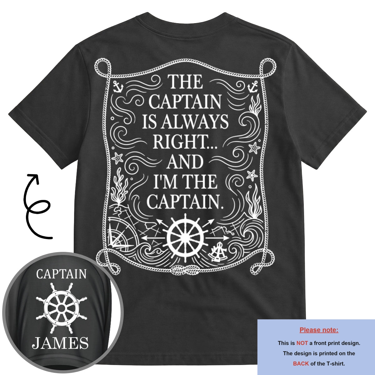 Custom Christmas Anniversary Keepsake Gifts For Husband • Captain Life Nautical - Personalized Shirt With Design On Sleeve