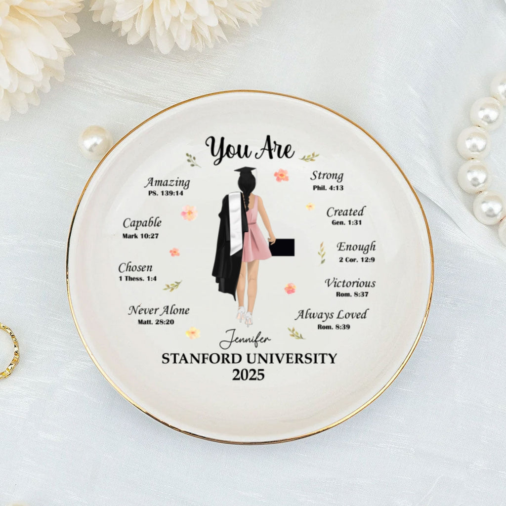 Custom Class of 2026 Trinket Dish, Graduation Gift For Her • You Are Chosen - Personalized Jewelry Dish