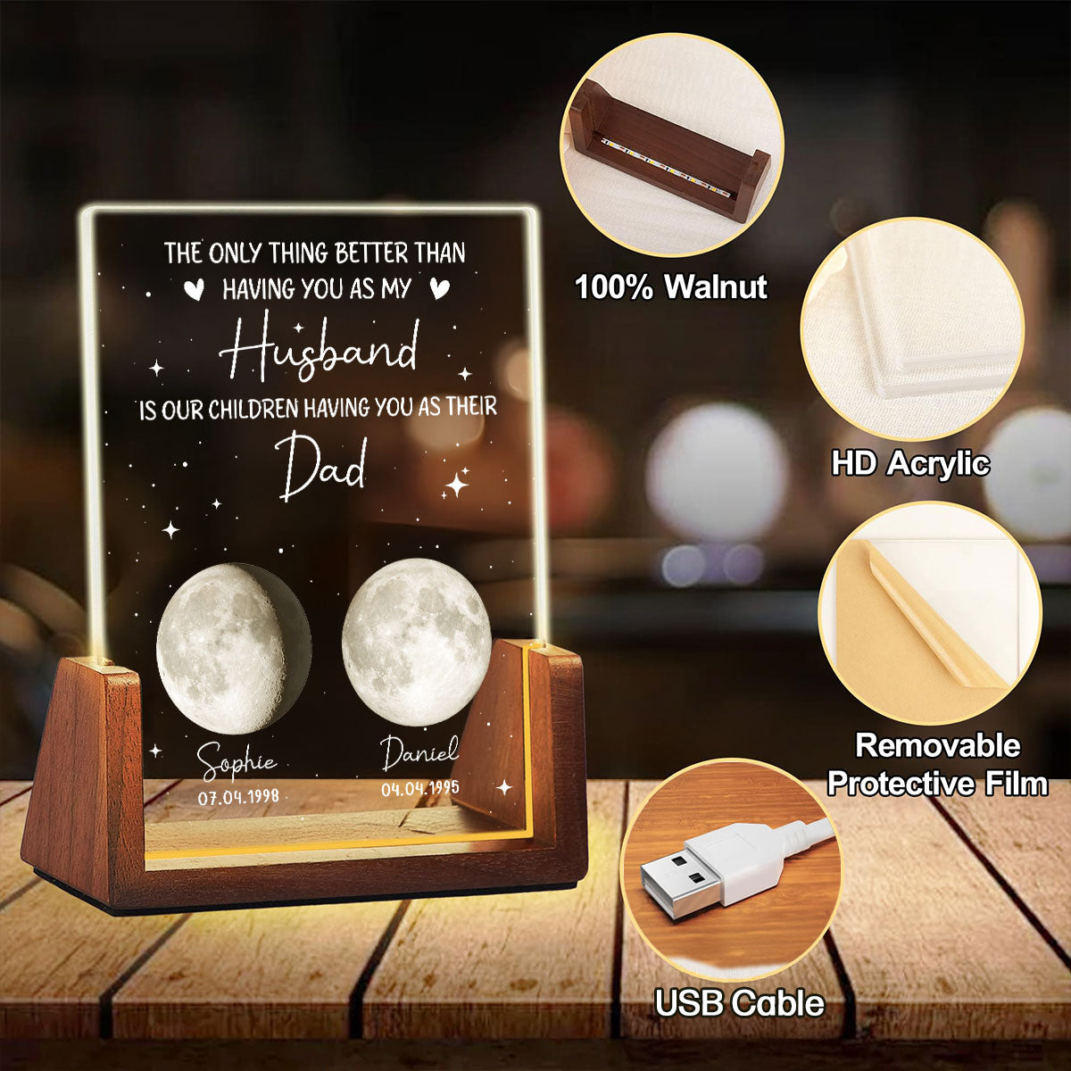Custom Father's Day Gift for Dad Grandpa • A Great Father - Personalized Night Light