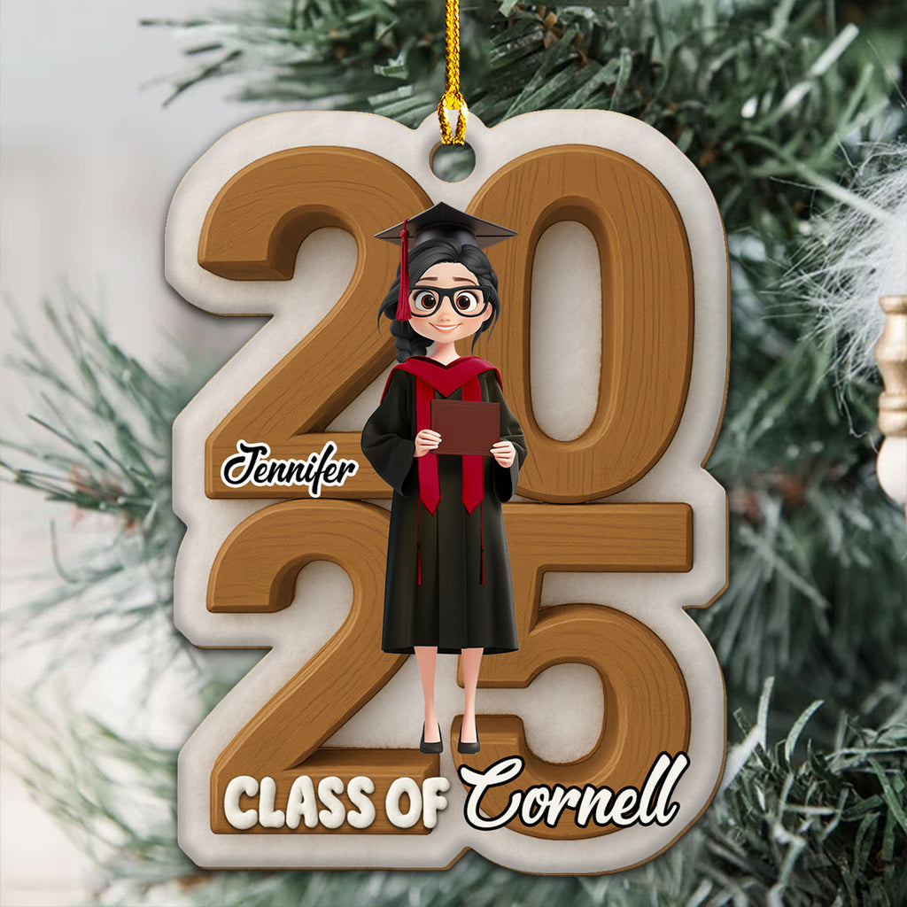 Custom Family Ornament, Christmas Gift for Family Members •  Graduated This Year - Personalized 3D Effect Wood Ornament