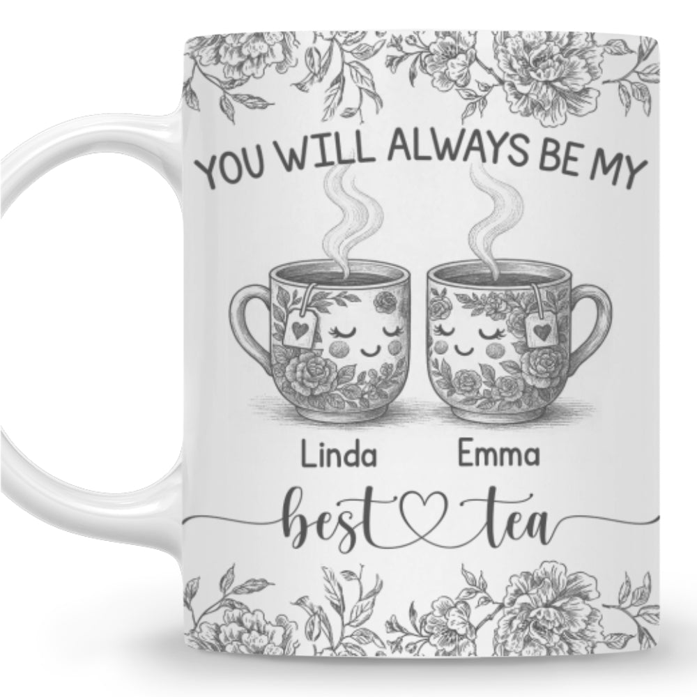 Custom Best Friend, Christmas & Birthday Friendship Keepsake Gift • Best Tea In The World - Personalized Coffee Mug