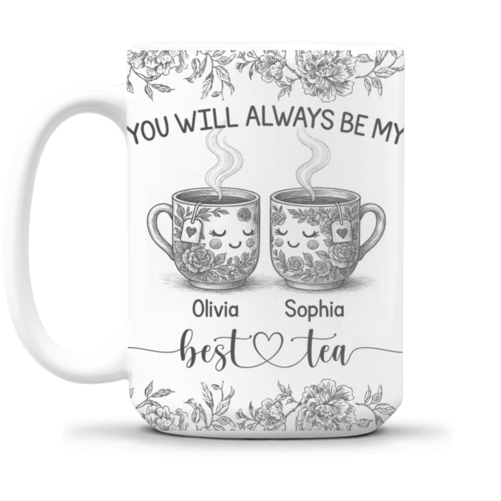 Custom Best Friend, Christmas & Birthday Friendship Keepsake Gift • Best Tea In The World - Personalized Coffee Mug