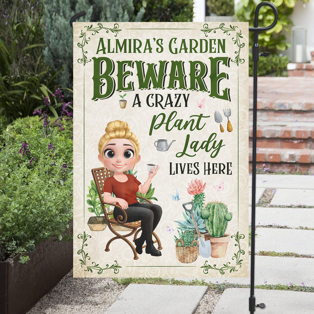 Plant Lady Lives Here - Personalized Flag