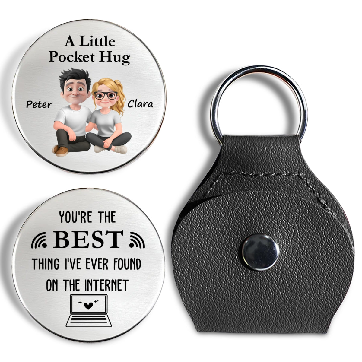 Custom Coin Keychain for Wife, Couple Anniversary Valentine's Day Gifts • On The Internet - Personalized Pocket Hug