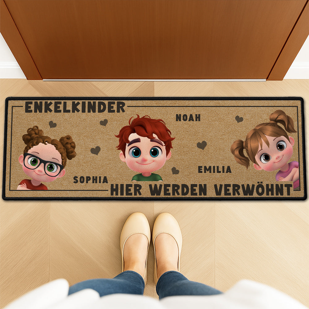 Custom Name Rug, Christmas Birthday Gift For Son Daughter Kids • Das Leben Ist Besser Mit Enkeln – Personalisierter Läuferteppich