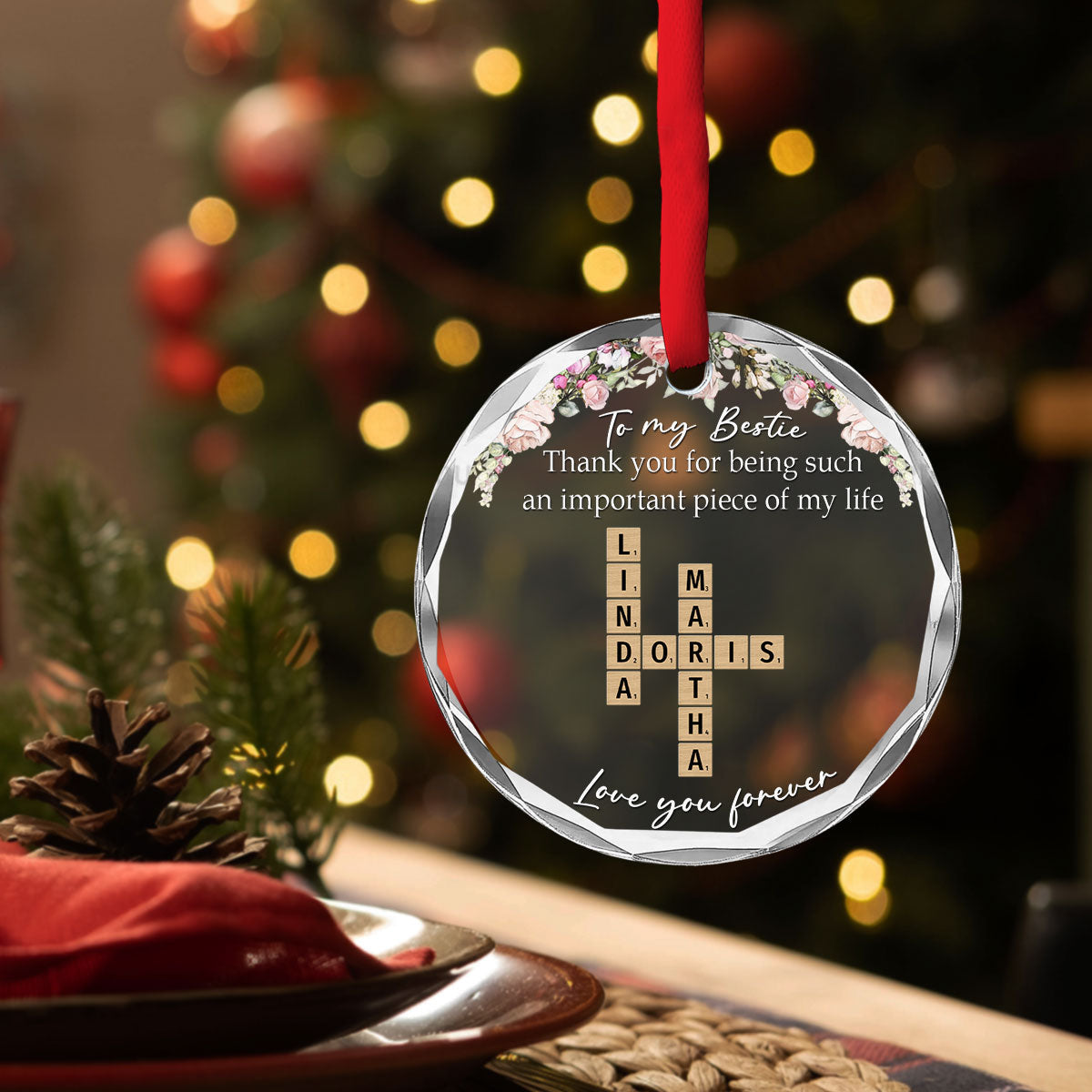 Custom Friendship Christmas Ornament, Best Friend Gift •  Friends Make Everything Easier - Personalized Glass Ornament