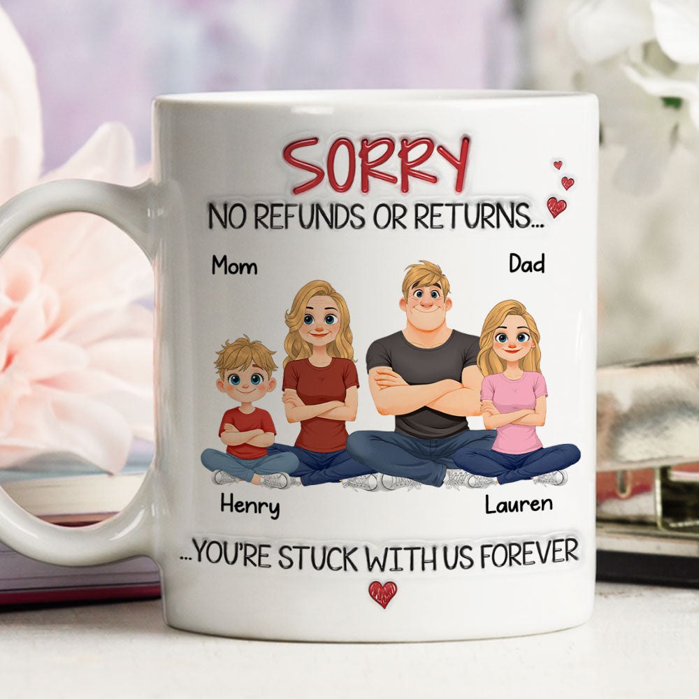 Custom Anniversary Keepsake Gifts For Couple • You Are Stuck With Us Forever - Personalized 3D Inflated Effect Coffee Mug