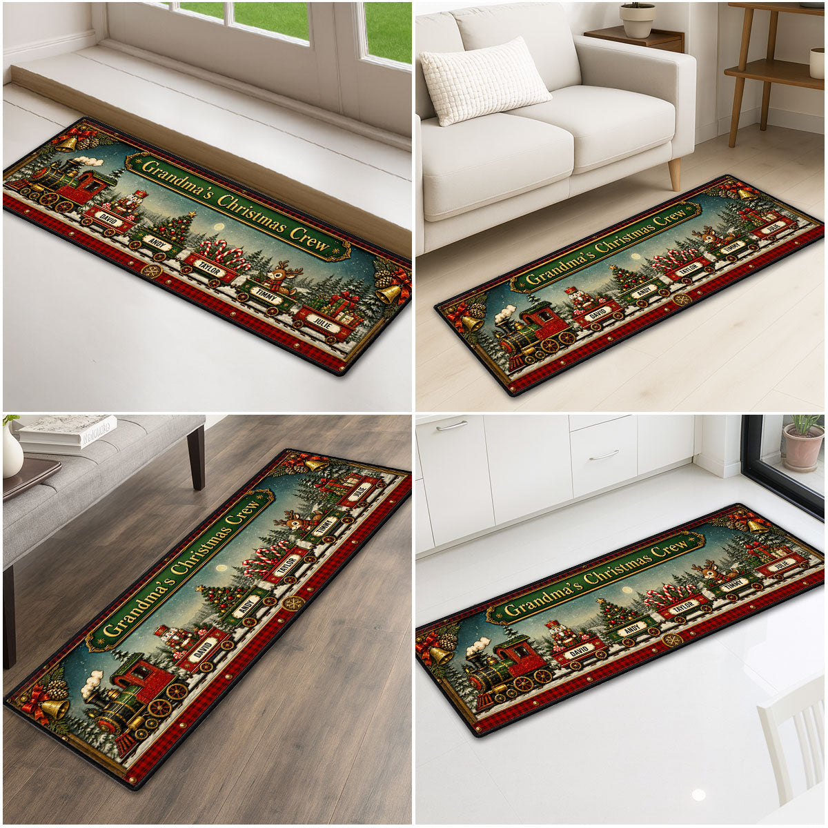 Custom Family Name Christmas Rug, Holiday Gift For Family Members • Christmas Family Journey - Personalized Runner Rug