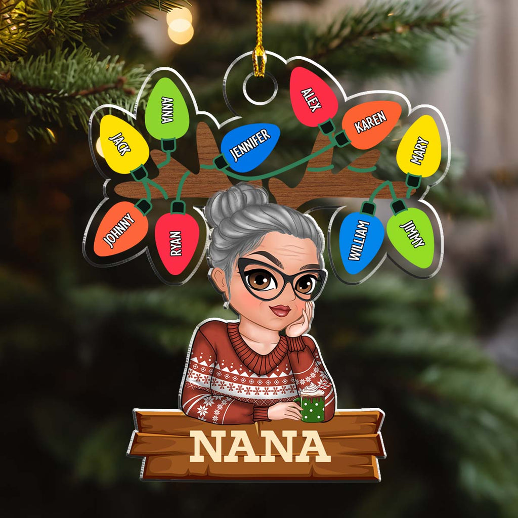 Custom Family Ornament, Christmas Gift for Family Members •  Grandma And Kids Christmas - Personalized Acrylic Ornament