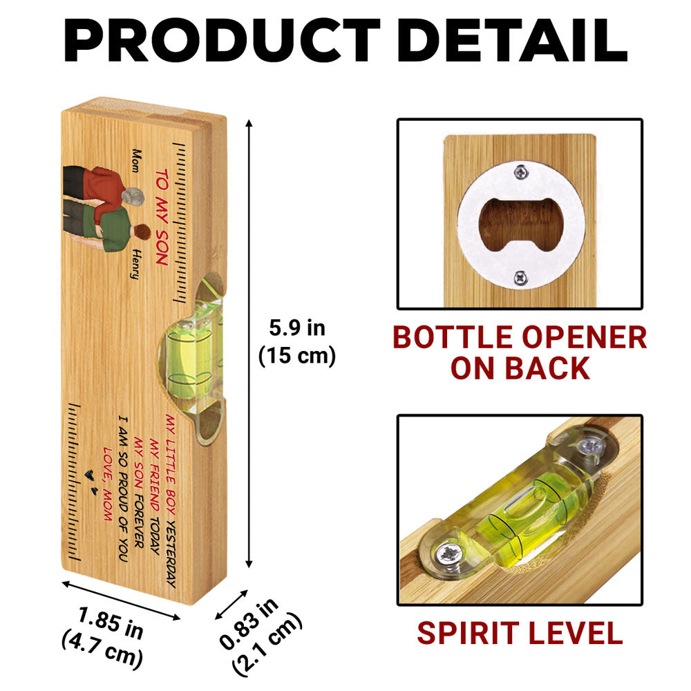 To My Son Forever - Personalized Wooden Spirit Level Bottle Opener