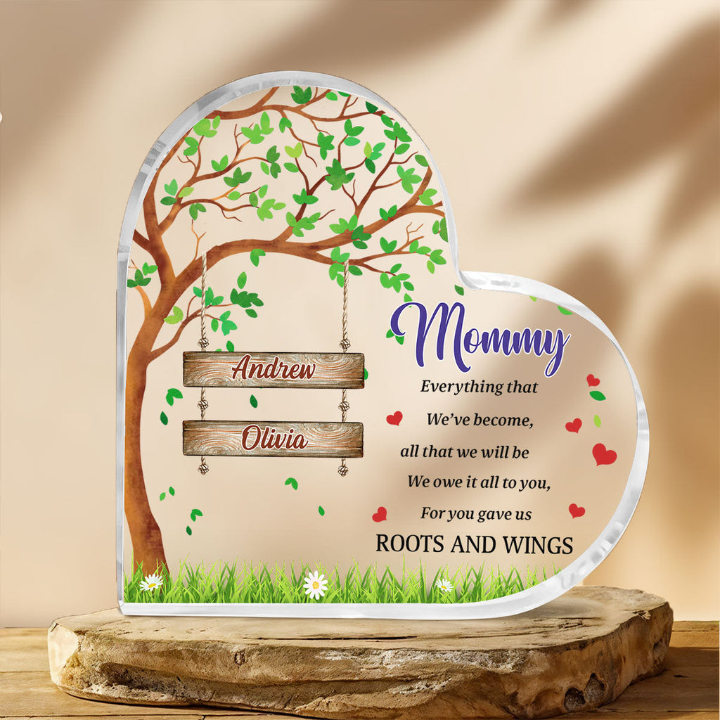 Custom Mother's Day Decor, Gift for Mom & Grandma • You Gave Us Roots And Wings - Personalized Acrylic Plaque