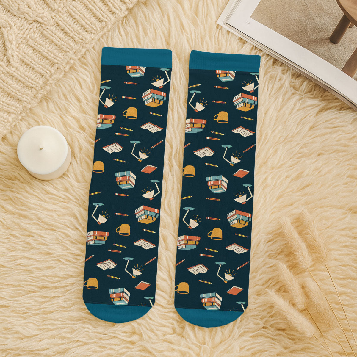 Custom Christmas Birthday Gift For Book Lovers, Bookworms, Readers • Just A Book Lover - Personalized Crew Socks