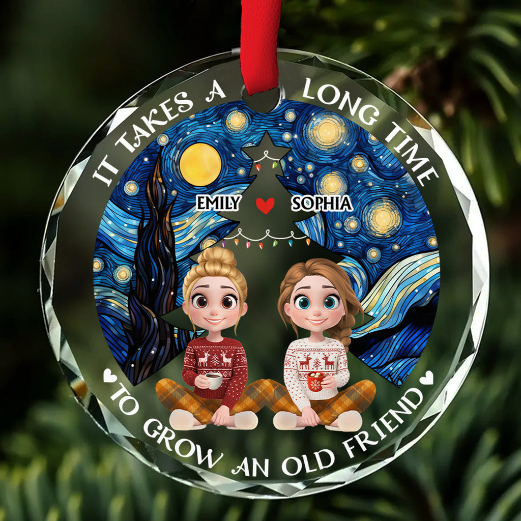 Custom Friendship Christmas Ornament, Best Friend Gift •  New Year Old Bestie - Personalized Glass Ornament