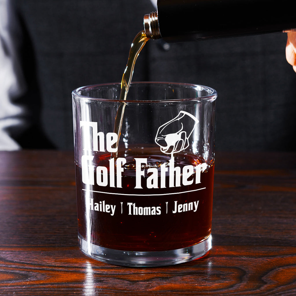 Custom Father's Day Birthday Gifts for Dad • Golf Father - Personalized Whiskey Glass