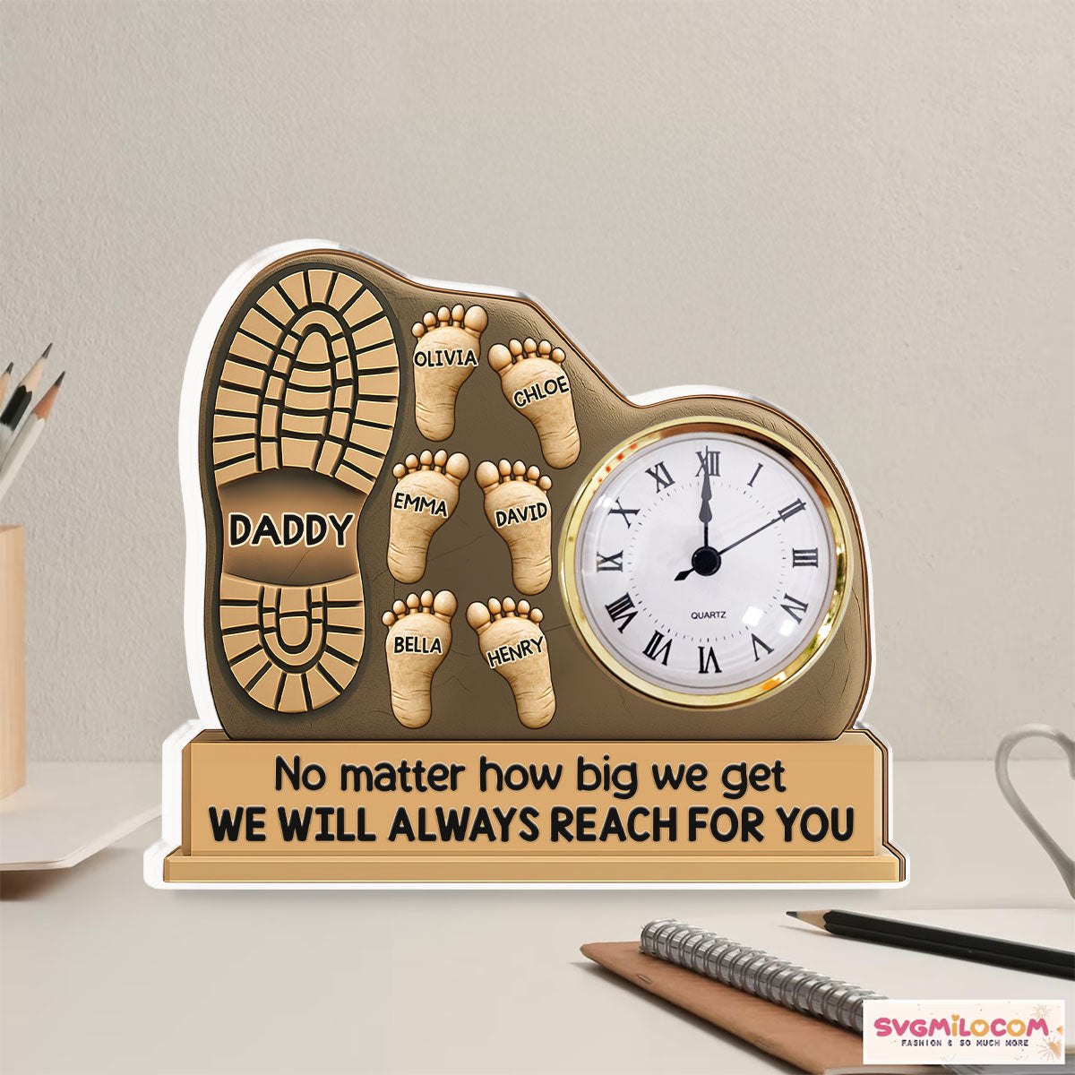 Custom Couple's Decor, Anniversary & Wedding Gift • We Will Always Reach For You - Personalized Acrylic Desk Clock Plaque