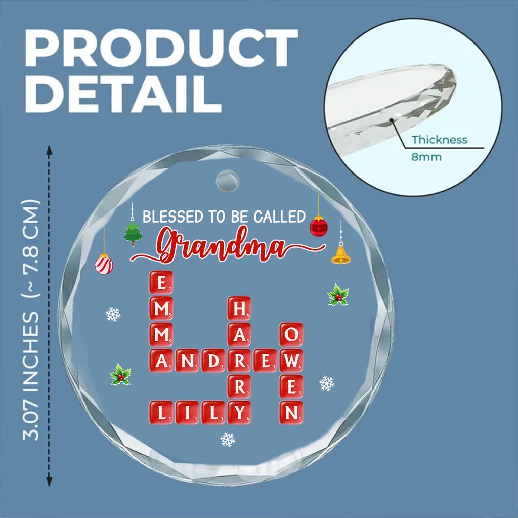 Custom Family Ornament, Christmas Gift for Family Members •  Blessed Grandma Christmas - Personalized Glass Ornament