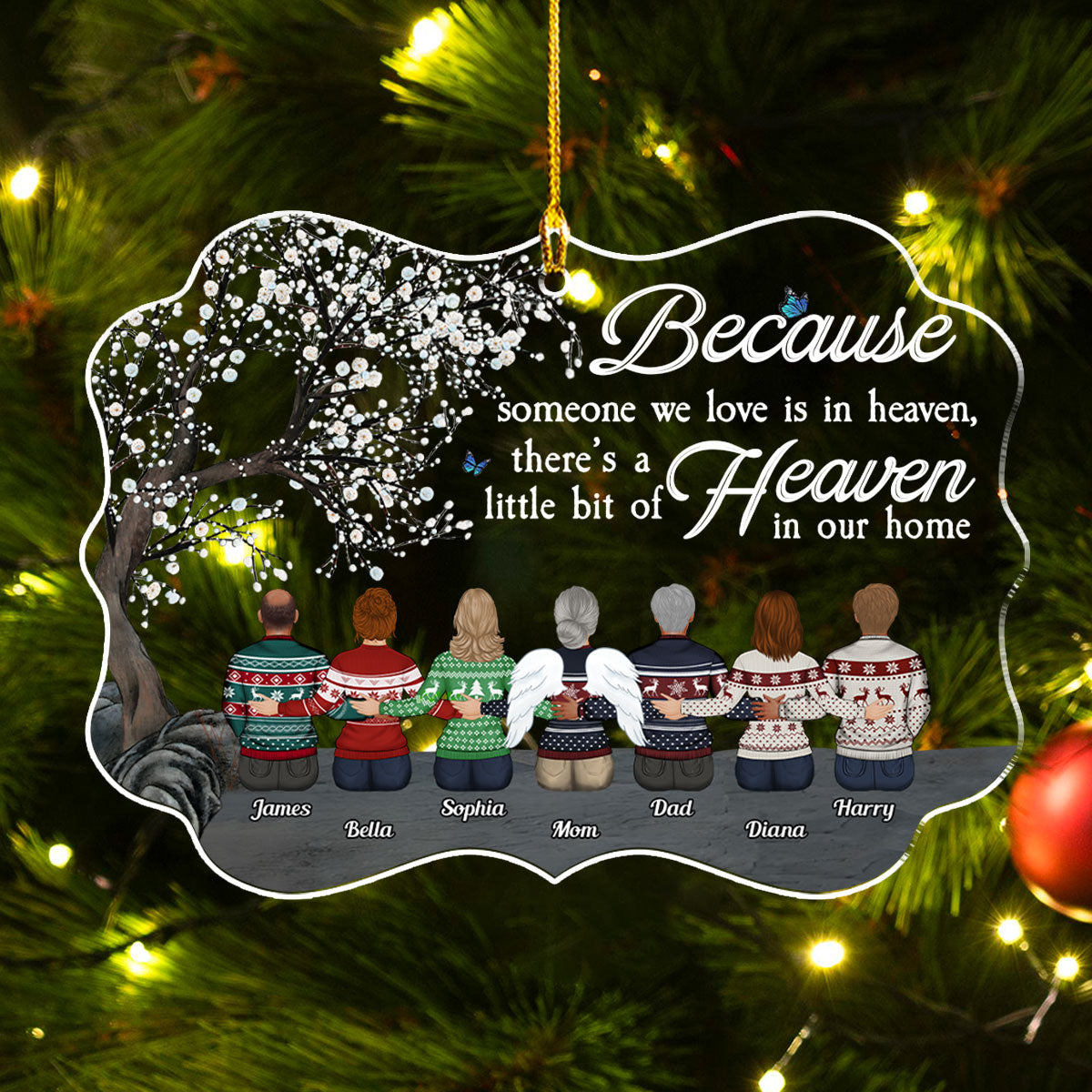 Custom Memorial Christmas Ornament, Sympathy Keepsake •  Always Beside You - Personalized Acrylic Ornament