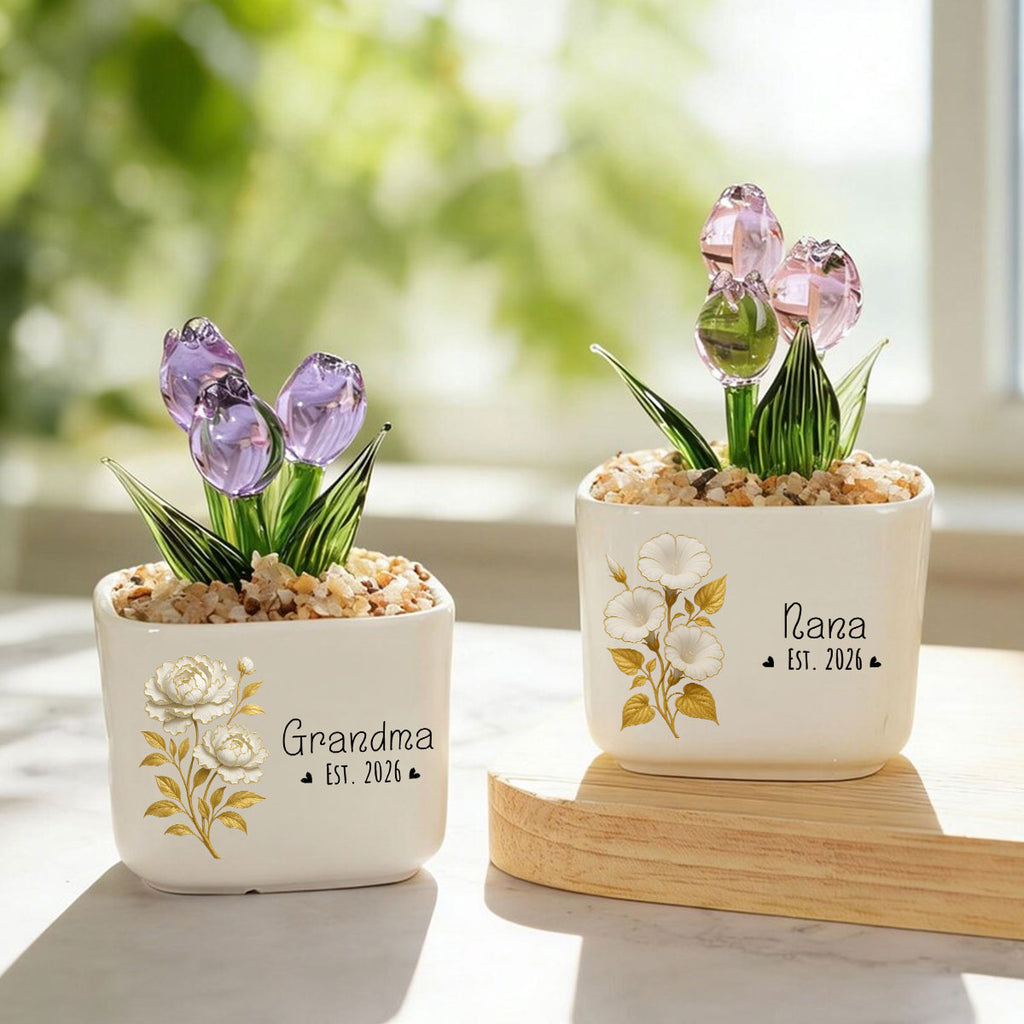 Flowers For Mom - Personalized Glass Birth Month Flower