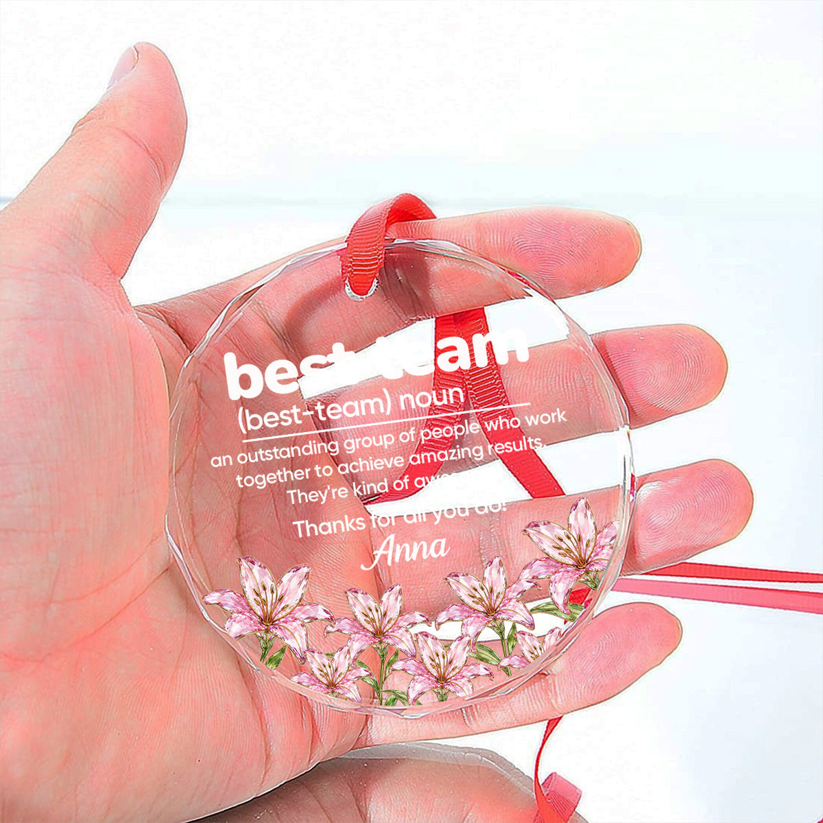 Custom Coworker Christmas Ornament, Team Appreciation Gift •  Thanks For All You Do - Personalized Glass Ornament
