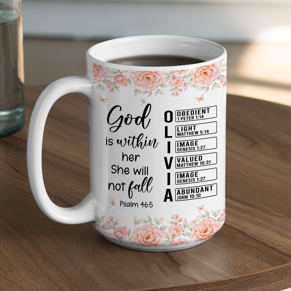 Custom Christmas & Birthday Gift for Daughter • God Is Within Her - Personalized Coffee Mug