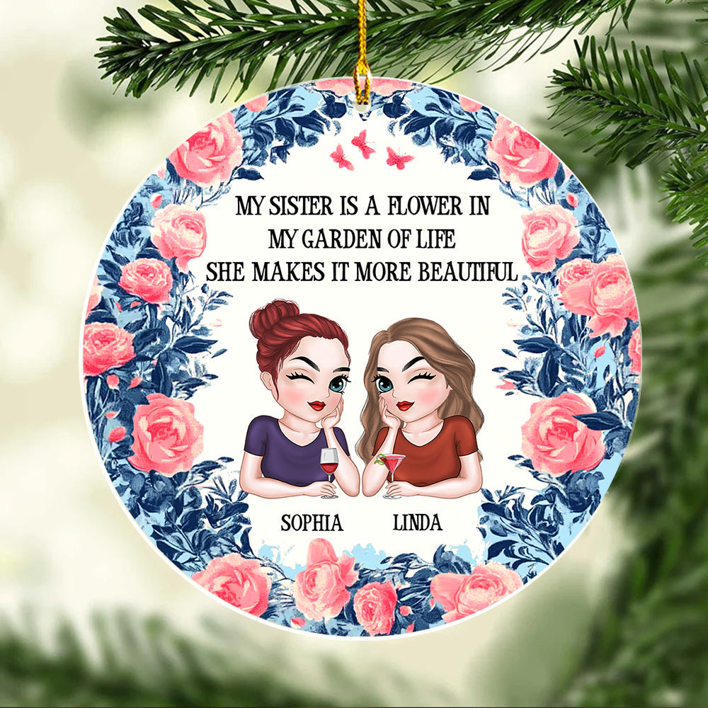 Custom Friendship Christmas Ornament, Best Friend Gift •  Sister Lights Up Life - Personalized Acrylic Ornament