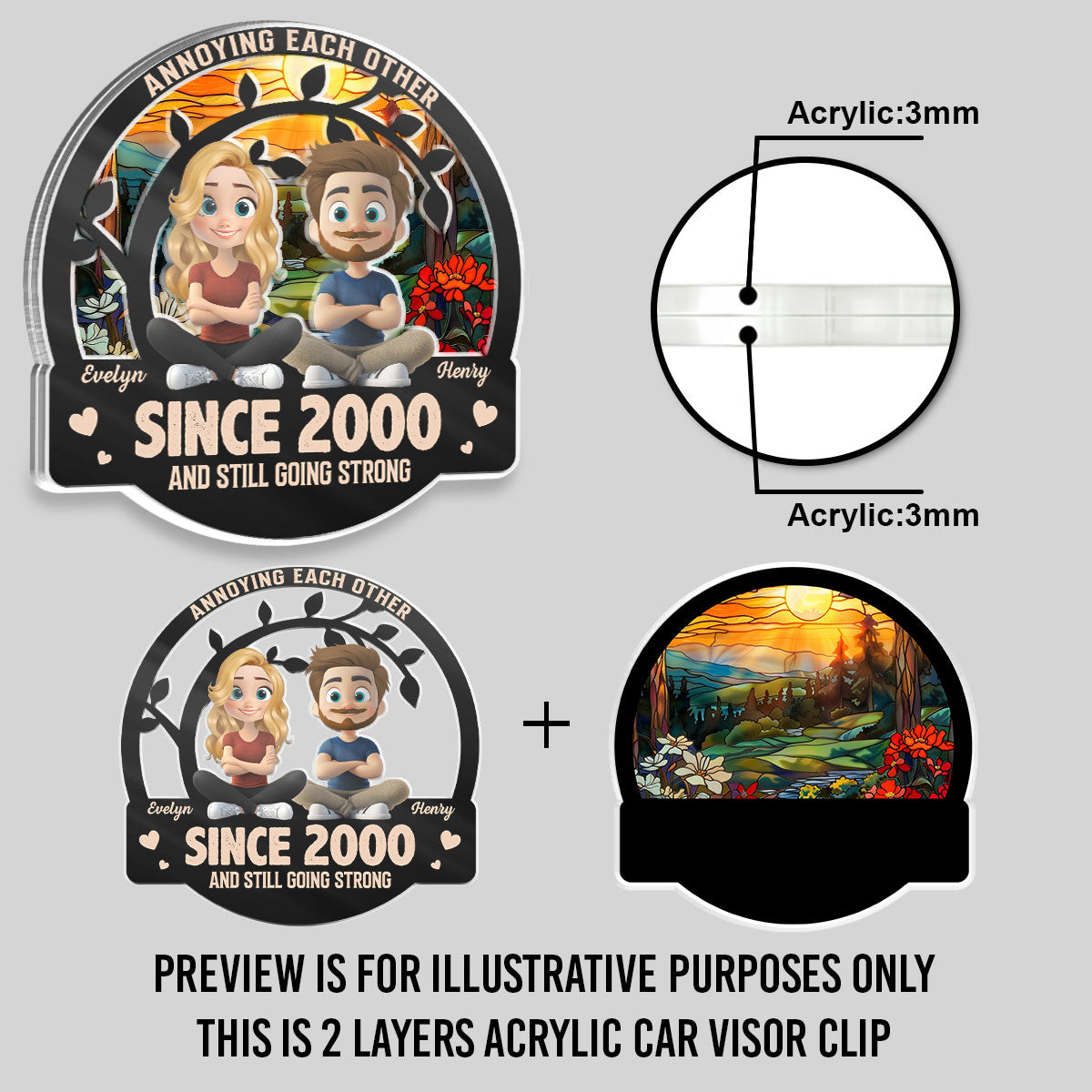 Annoying For Years - Personalized Acrylic Car Visor Clip