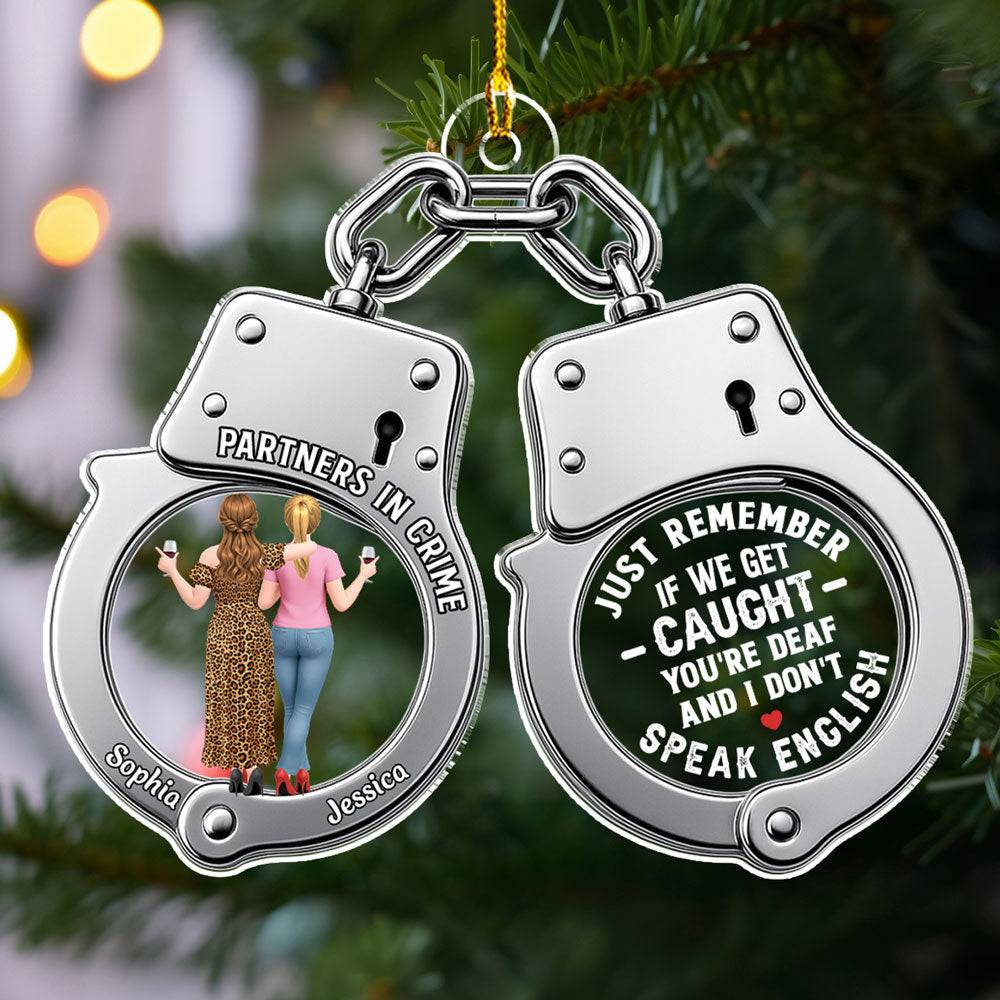 Custom Friendship Christmas Ornament, Best Friend Gift •  Partners In Crime Bestie - Personalized Acrylic Ornament