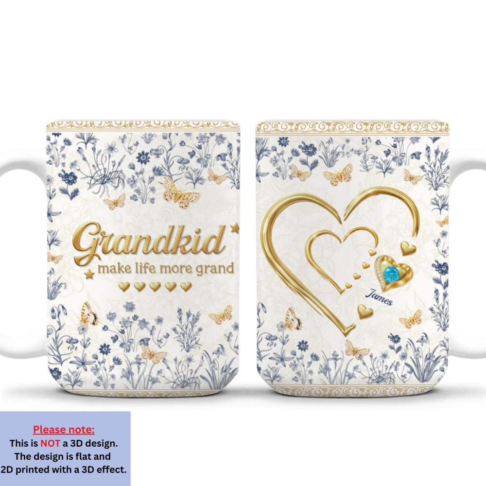 Custom Mother's Day Gift for Mom & Grandma • Grandkid Make Life More Grand - Personalized 3D Inflated Effect Mug
