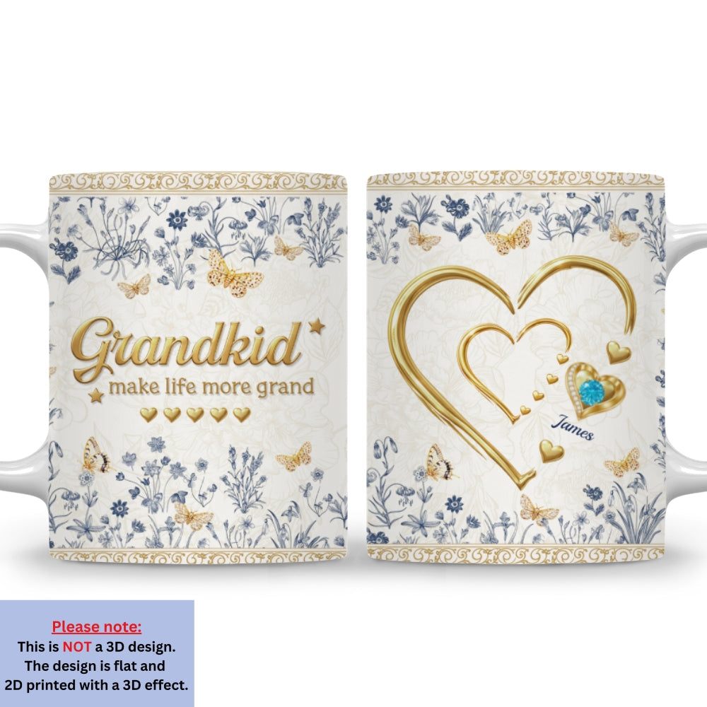 Custom Mother's Day Gift for Mom & Grandma • Grandkid Make Life More Grand - Personalized 3D Inflated Effect Mug