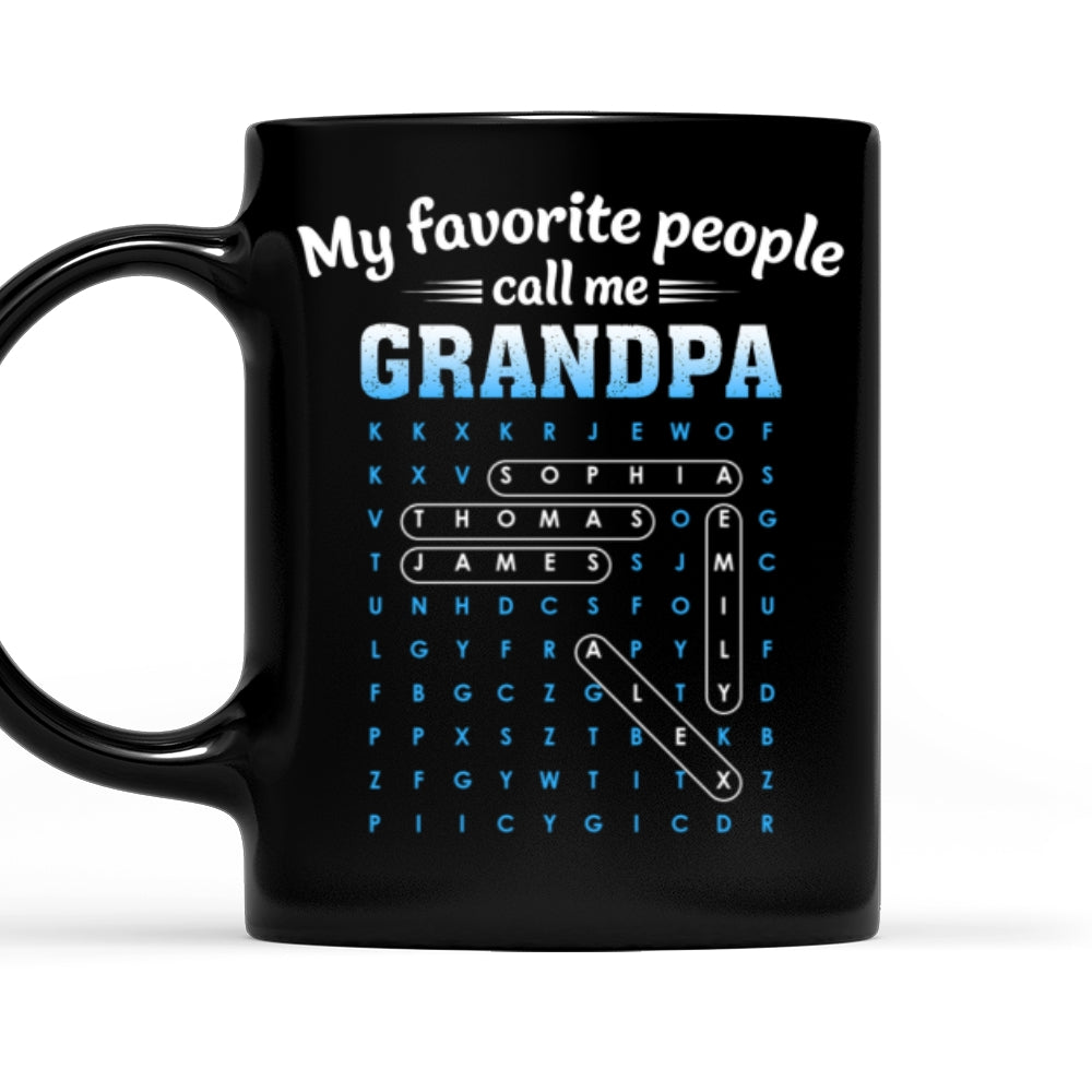 Custom Christmas & Birthday Gift For Grandpa • Favorite People Call Grandpa Dad Word Search Puzzle - Personalized Coffee Mug