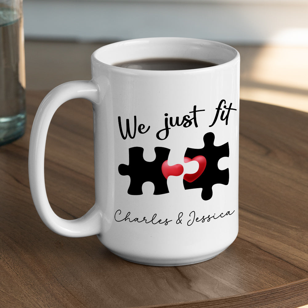 Custom Anniversary Keepsake Gifts For Couple • We Just Fit - Personalized Coffee Mug