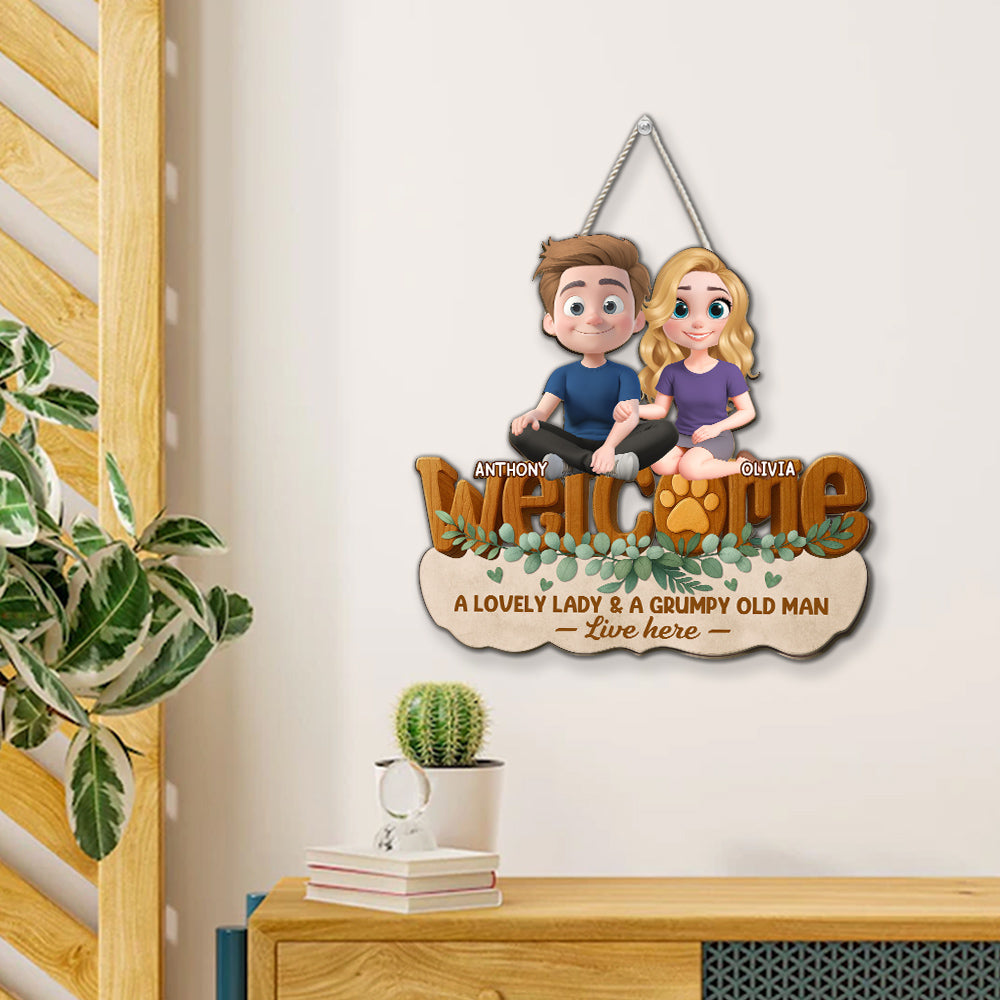 Custom 3D Wife Anniversary Wall Decor Keepsake Gift • Greetings To Our Home - Personalized 3D Effect Wood Sign
