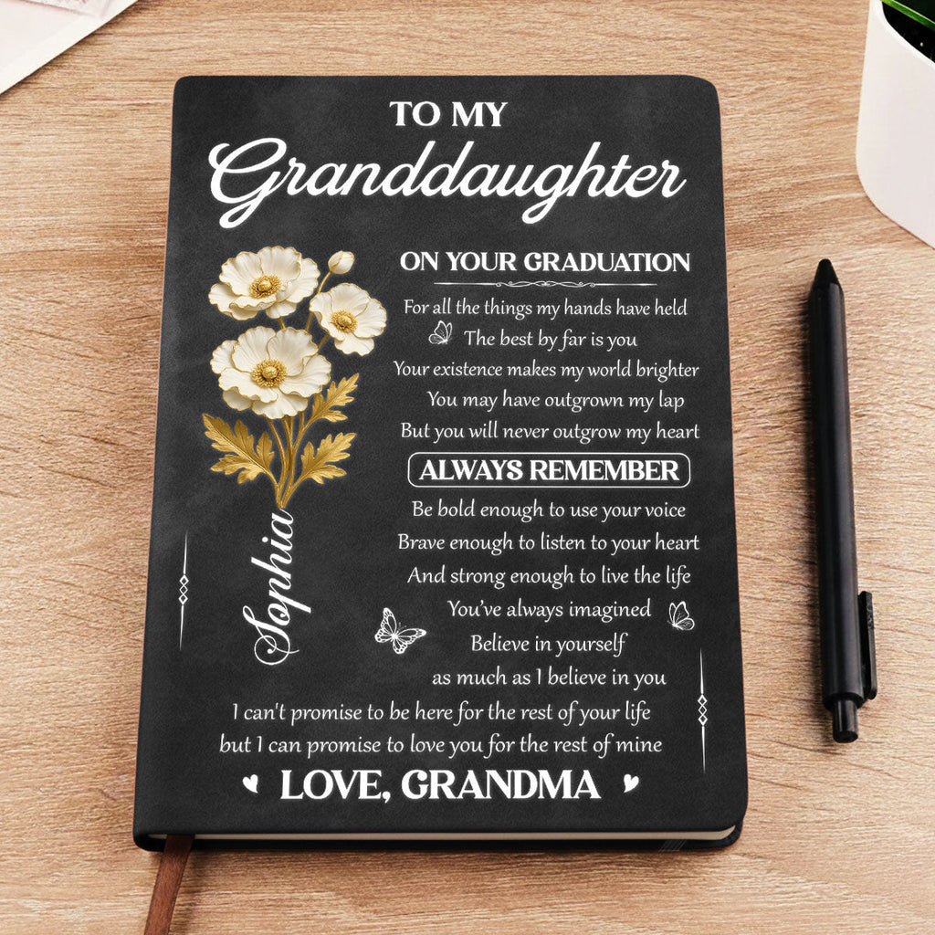 Graduation Journal Custom Name School Year For Children • To My Granddaughter - Personalized Leather Journal