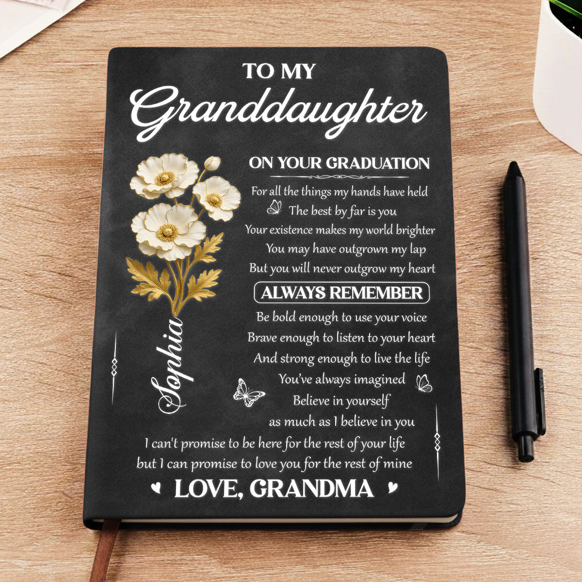 Graduation Journal Custom Name School Year For Children • To My Granddaughter - Personalized Leather Journal