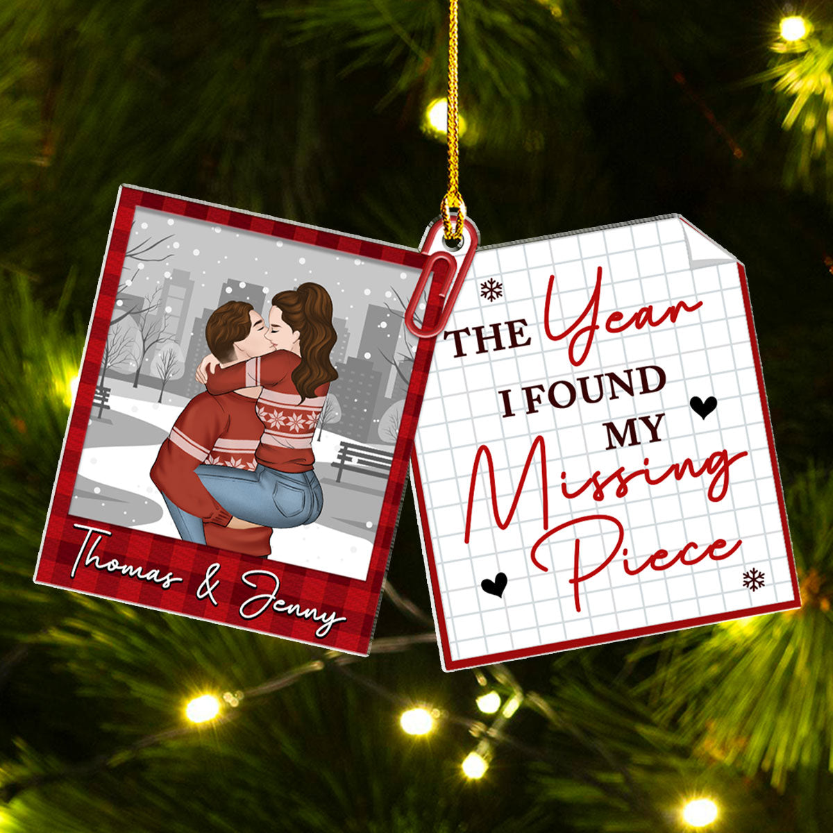 Custom Couple Christmas Ornament, Anniversary Gift •  My Missing Piece - Personalized Acrylic Ornament