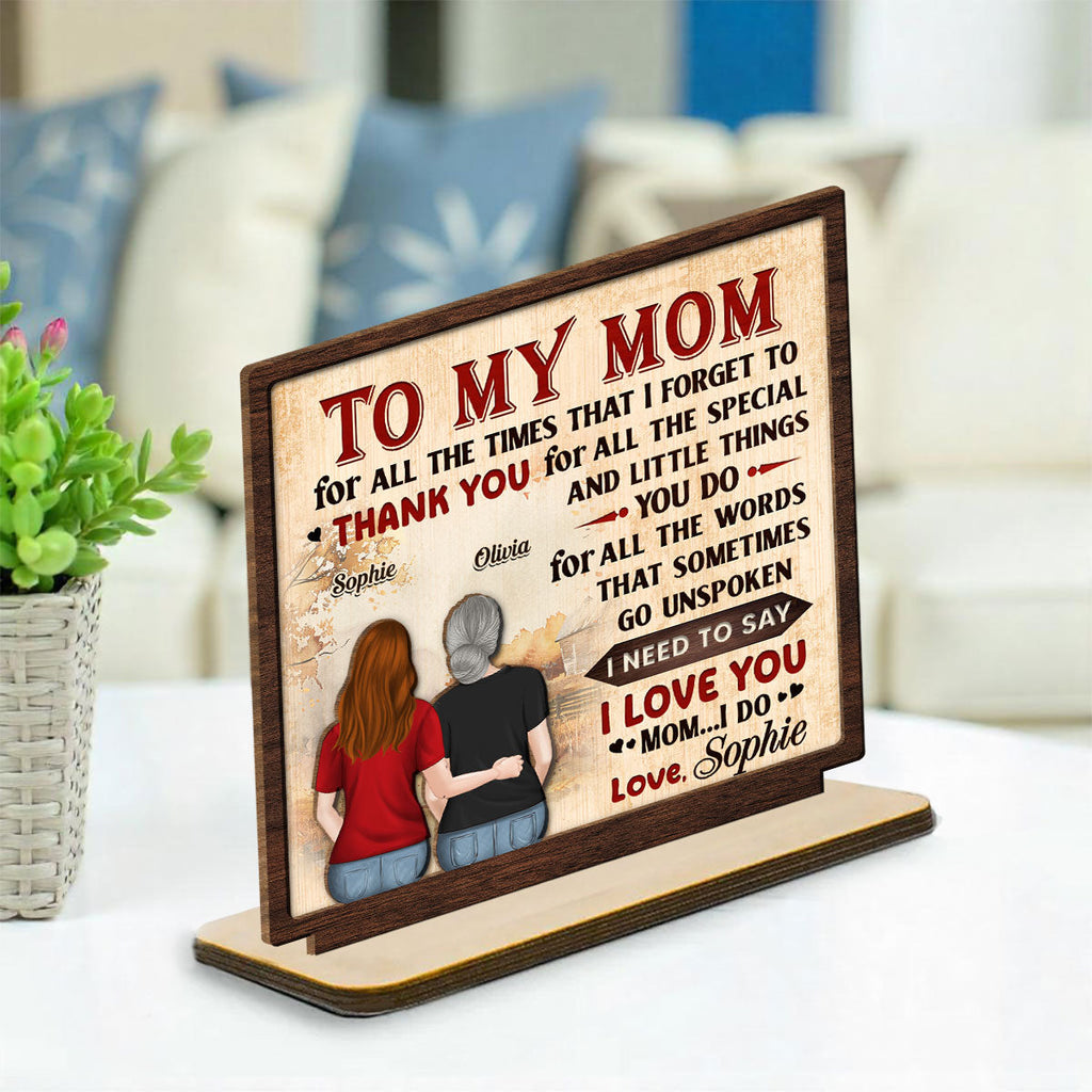 Custom Mother's Day Decor, Gift for Mom & Grandma • To My Mom - Personalized 2-Layer Wood Plaque With Flat Base