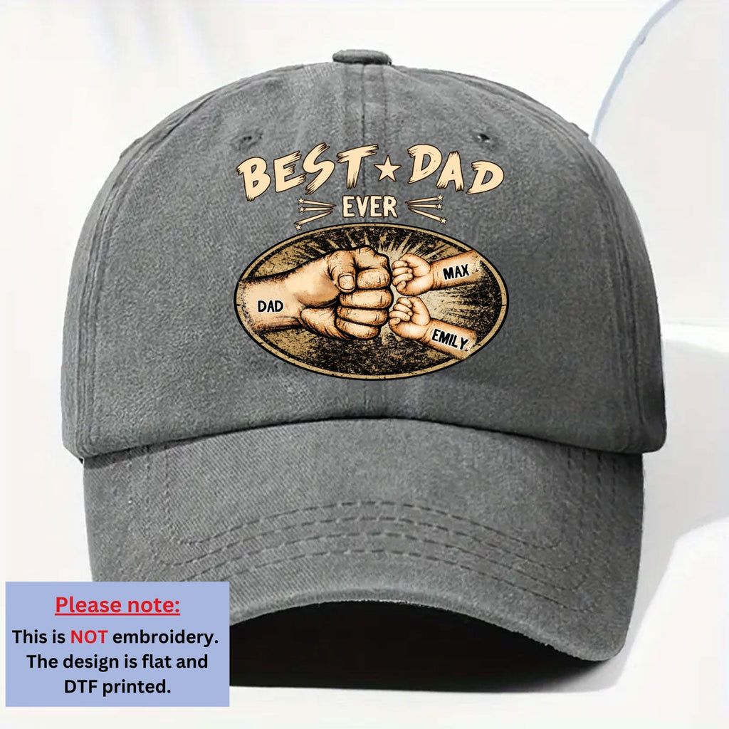 Custom Father's Day Christmas Birthday Gifts for Dad • Best Daddy Ever - Personalized Vintage Washed Denim Cap