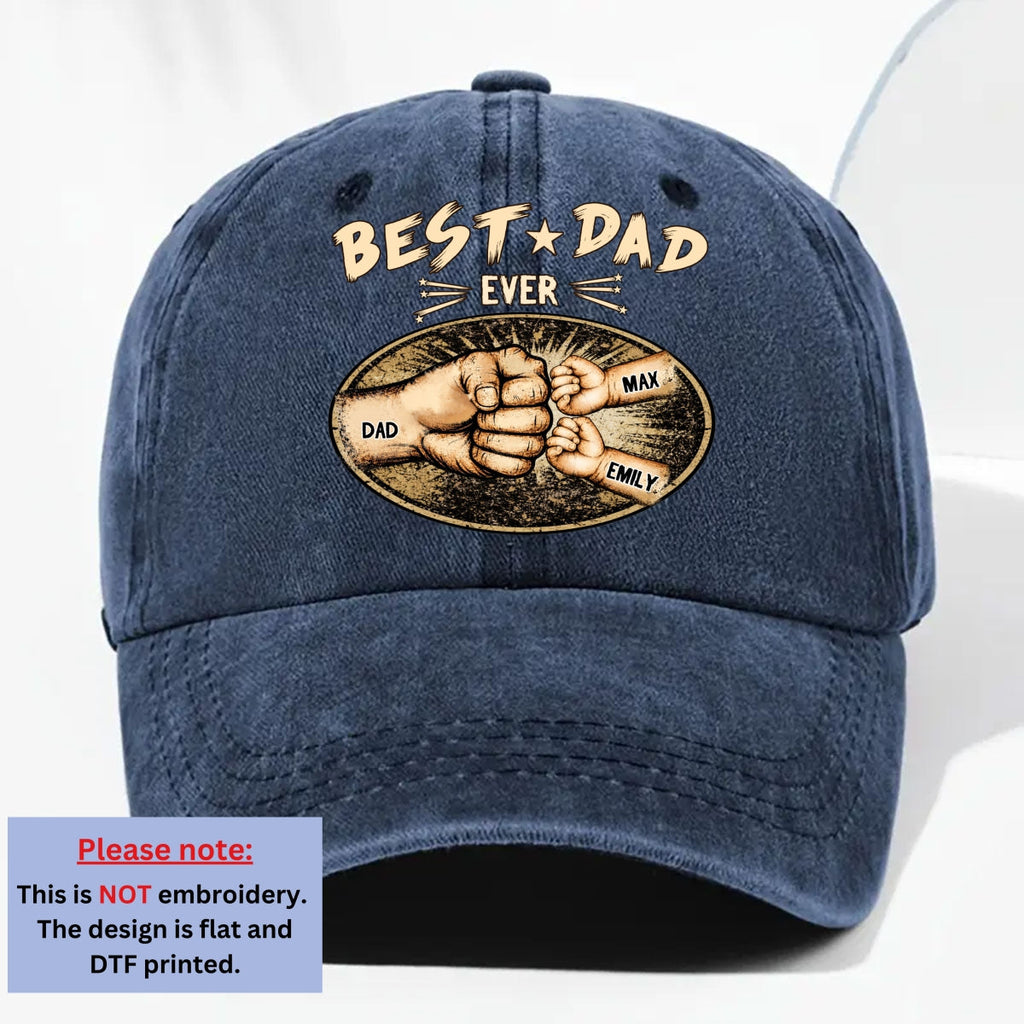 Custom Father's Day Christmas Birthday Gifts for Dad • Best Daddy Ever - Personalized Vintage Washed Denim Cap