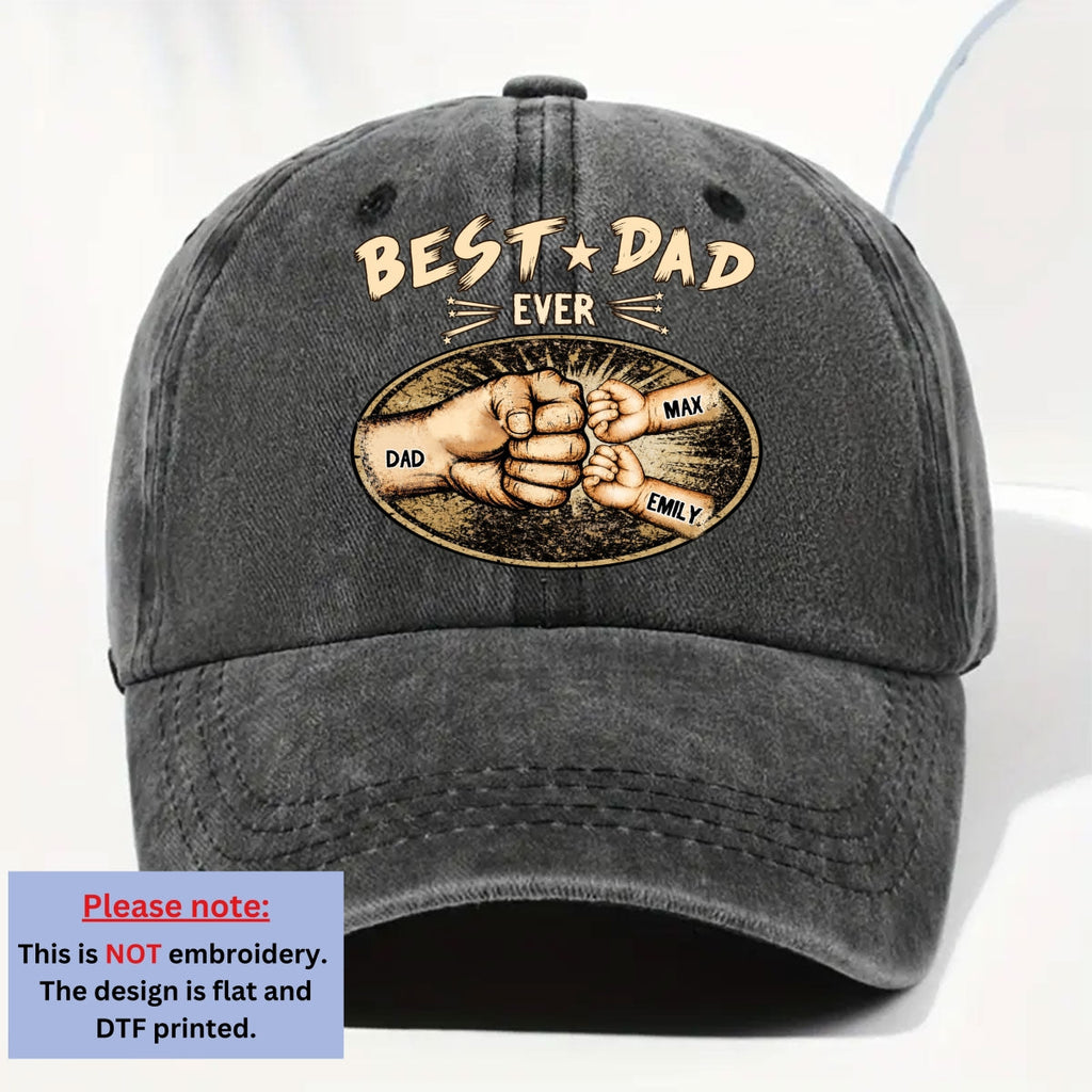 Custom Father's Day Christmas Birthday Gifts for Dad • Best Daddy Ever - Personalized Vintage Washed Denim Cap