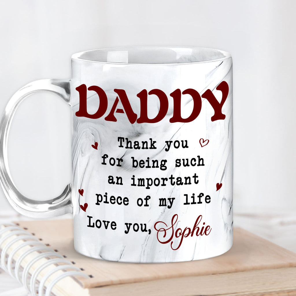 Custom Father's Day, Special Gift for Dad & Grandpa • Piece Of My Life - Personalized Grey Marble Mug
