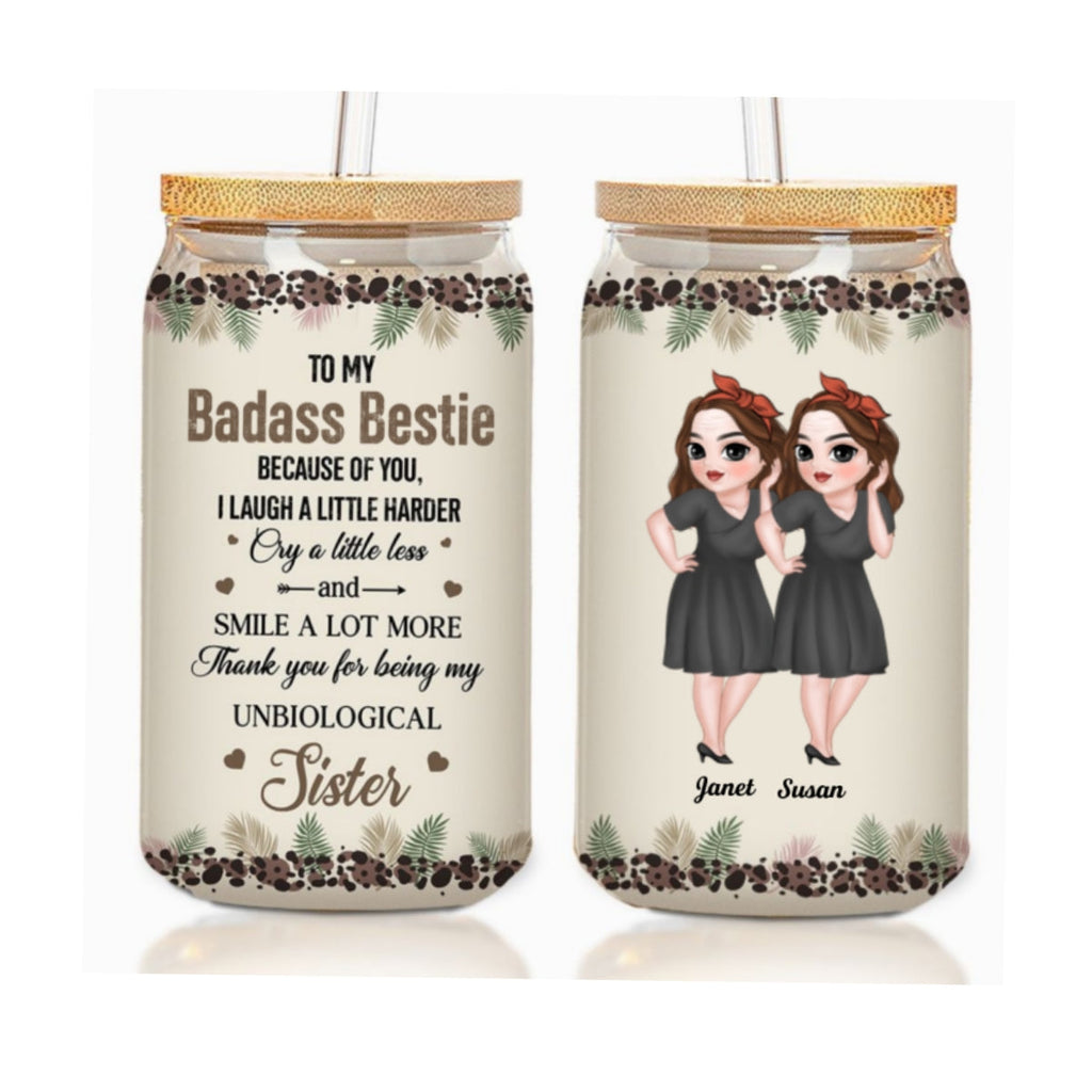Thank You My Badass Bestie - Personalized Glass Can